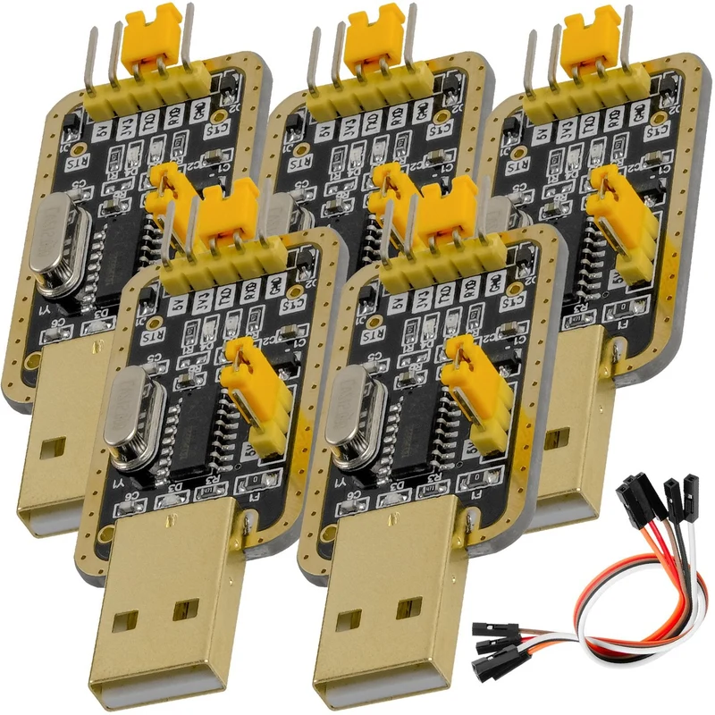 UART-TTL USB adapter for 3.3V and 5V with CH340G converter and jumper cable compatible with Arduino