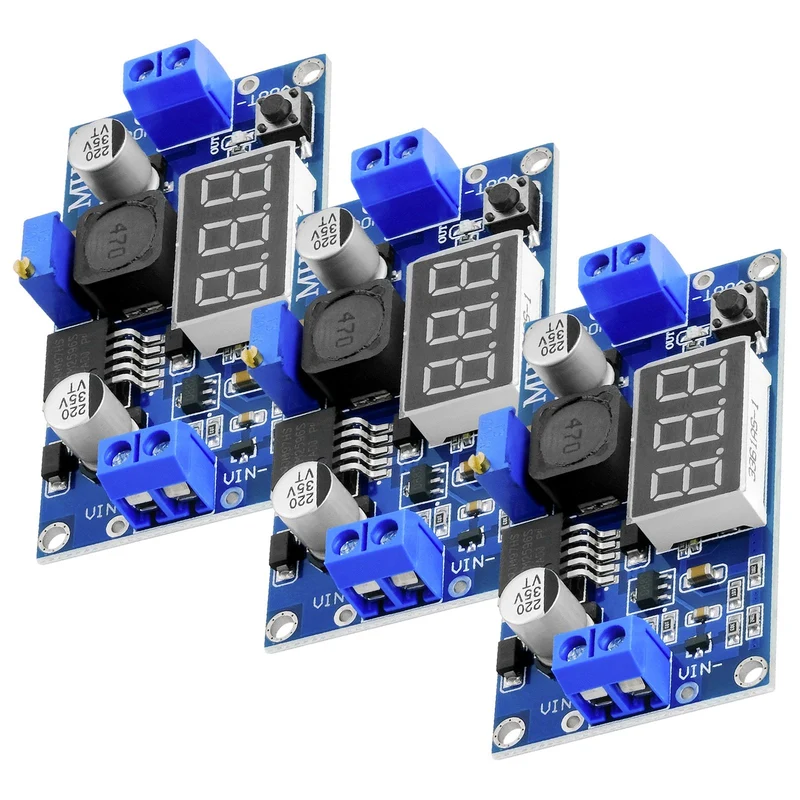 LM2596S Step-down DC-DC Buck Converter with 3-digit digital display