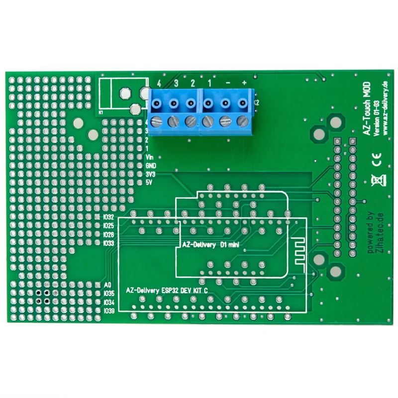 AZ-Touch Mod wall housing set with 2.8 inch touchscreen for ESP8266 and ESP32