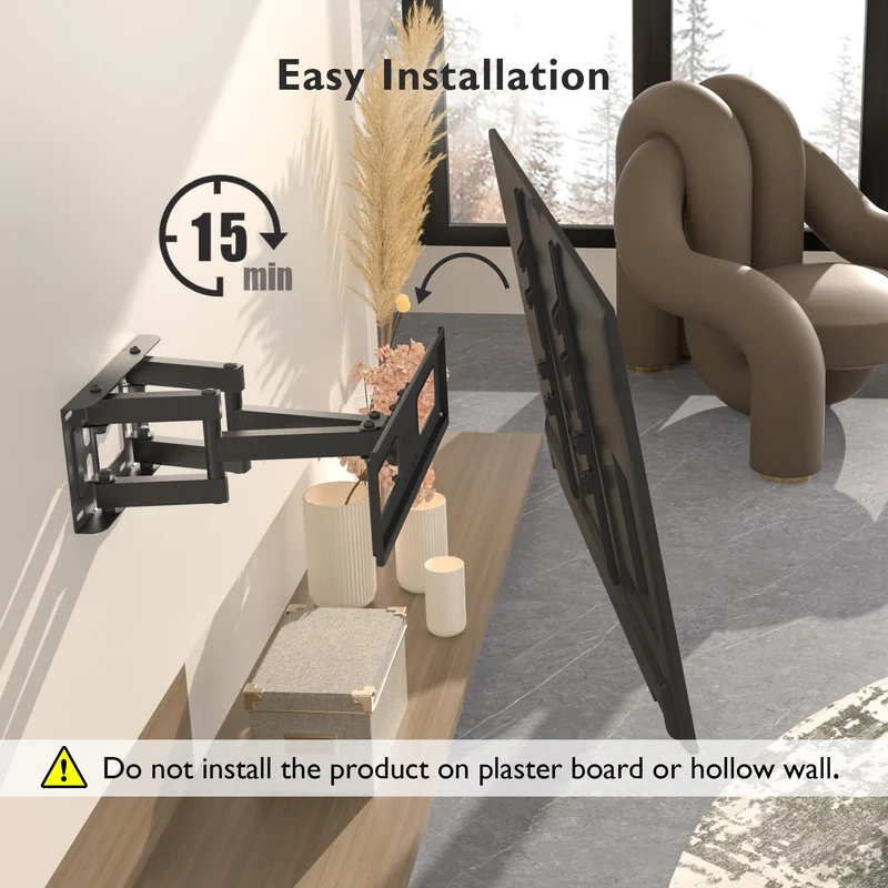 BONTEC Supporto da Parete per TV al Plasma LED LCD Piatti e Curvi 23-70 inch, Inclinazione Girevole Staffa con Doppio Braccio Peso fino a 45kg, Max VESA 400x400mm,con Fascette per Cavi