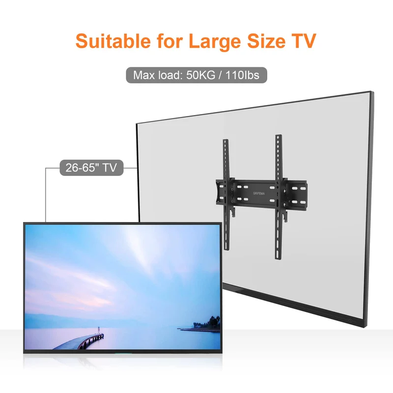 GRIFEMA GB1004-2 Supporto TV Parete Inclinabile, Ultra Sottile Staffa TV per Molti Televisori da 26-65 Pollici a LED, LCD, OLED, Plasma e Curvi, Fino a 50 kg, Max VESA 400 x 400 mm, nero