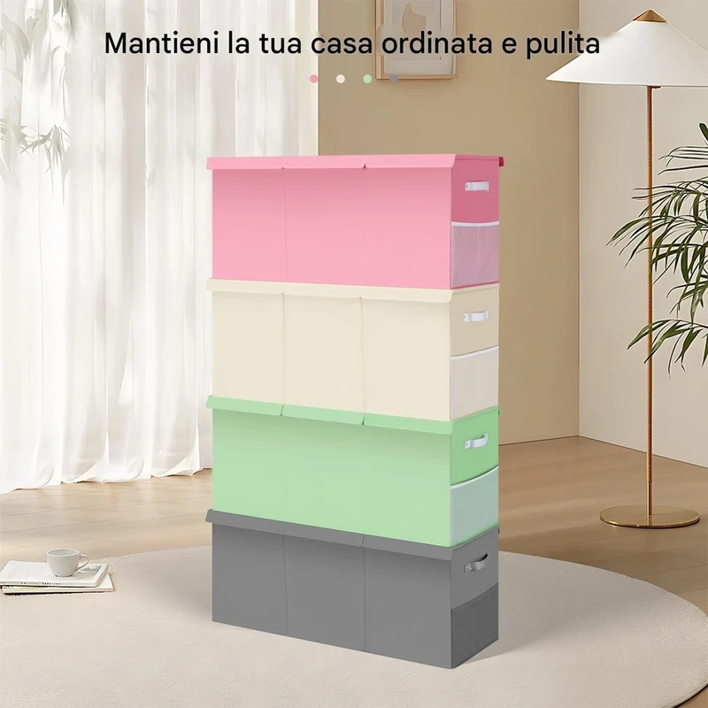 Contenitore Box 3 Scomparti Rosa Scatola Cesta Giocattoli Organizer Multiuso