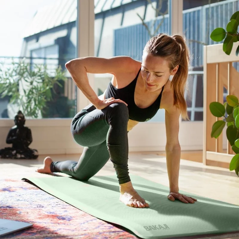 Tappetino Yoga Aerobica Pilates Tappeto Allenamento Fitness Palestra Verde Nero