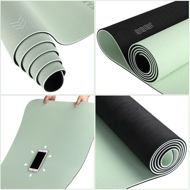 Tappetino Yoga Aerobica Pilates Tappeto Allenamento Fitness Palestra Verde Nero