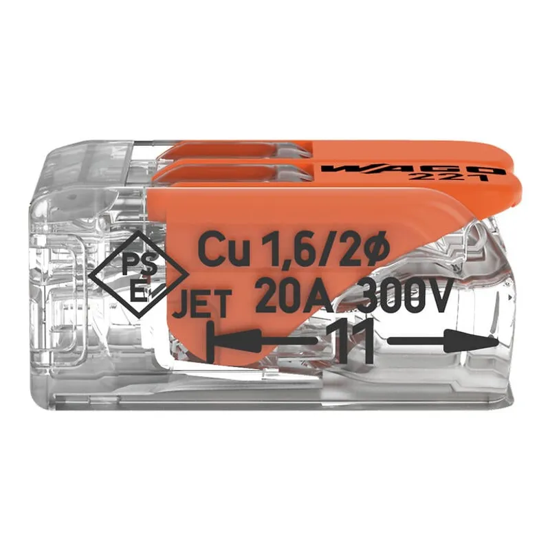 WAGO 221-412 - Morsetto di giunzione COMPACT per tutti i tipi di conduttore max. 4 mm - 2 conduttori