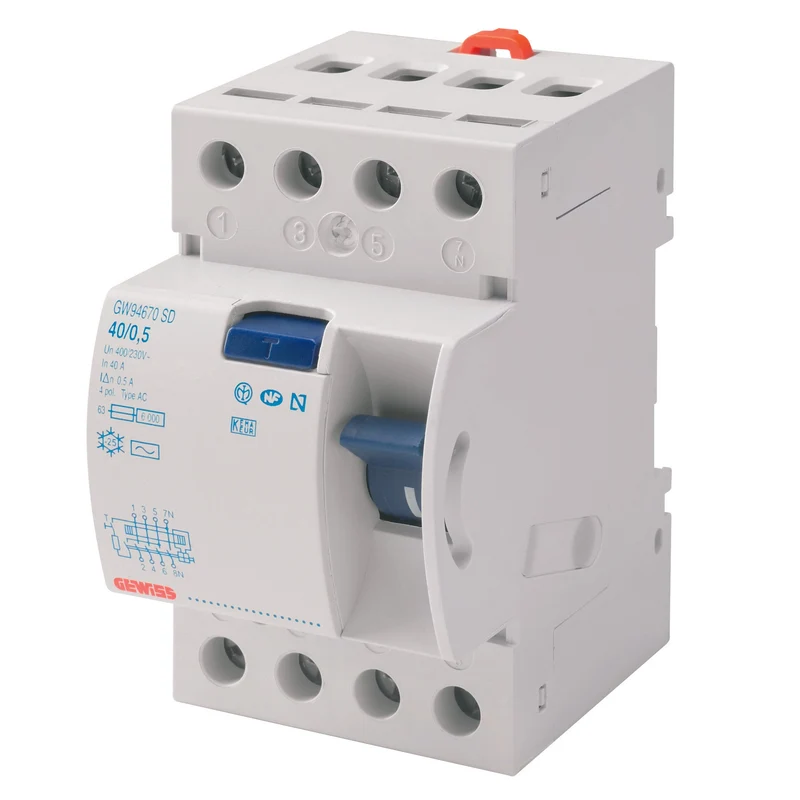 GEWISS GW94667 - interruttore differenziale puro 4p 40a tipo ac istantaneo 0,03a 3 moduli