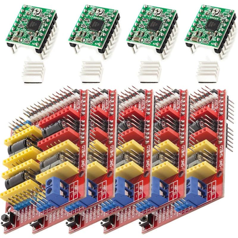 CNC Shield V3 Bundle with 4 pieces A4988 Steppera drivers Stepper with heat sink for 3D printer compatible with Arduino