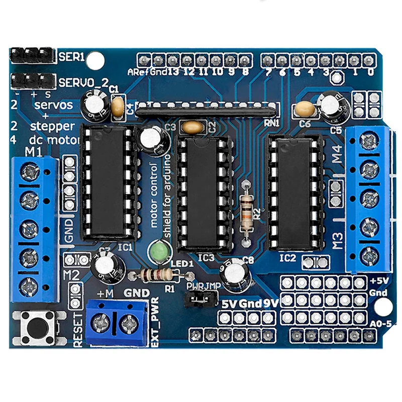 4-channel L293D Motor driver Shield Step Motor Driver for Mega 2560 and UN R3, Diecimila, Duemilanove Compatible with Arduino