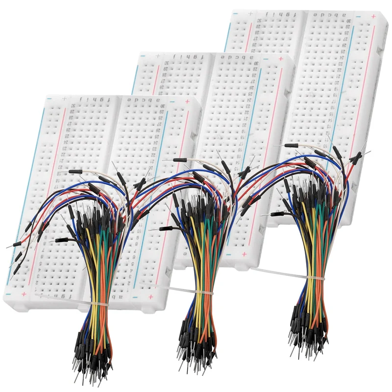 Breadboard kit - 3 x 65stk. Jumper Wire Kabel M2M and 3 x mini Breadboard 400 pins compatible with Arduino and Raspberry Pi