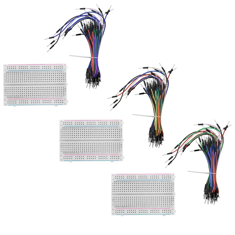 Breadboard kit - 3 x 65stk. Jumper Wire Kabel M2M and 3 x mini Breadboard 400 pins compatible with Arduino and Raspberry Pi