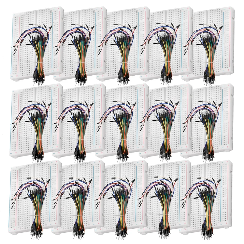 Breadboard kit - 3 x 65stk. Jumper Wire Kabel M2M and 3 x mini Breadboard 400 pins compatible with Arduino and Raspberry Pi