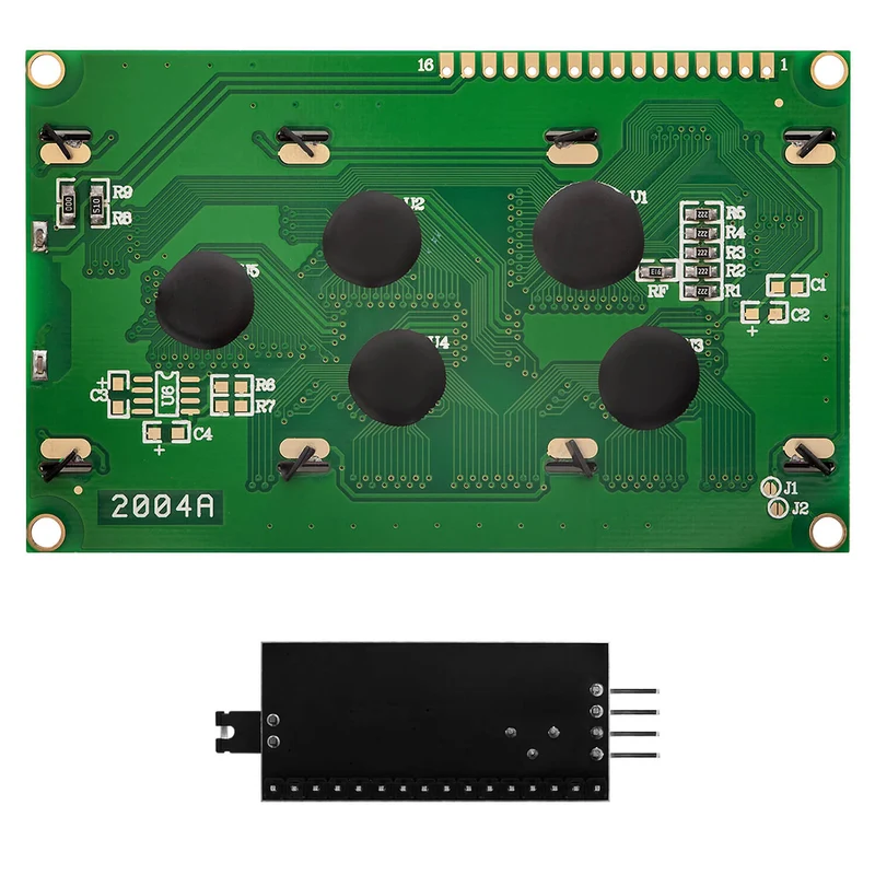 HD44780 2004 LCD Display Bundle 4x20 characters with I2C interface green