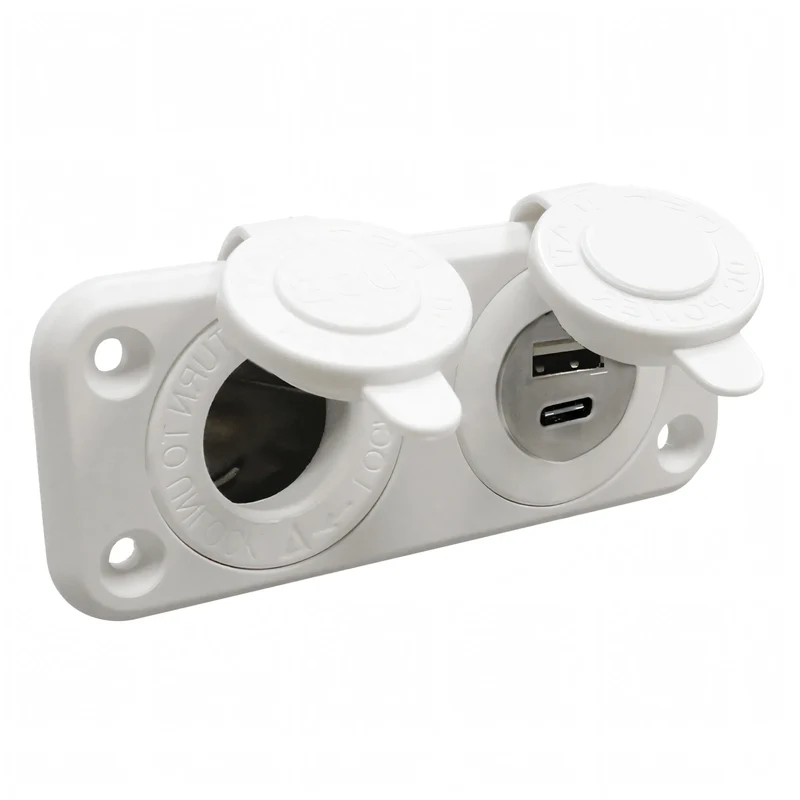 Presa Accendisigari + USB-A + USB-C Bianca 12/24V da Incasso - Osculati