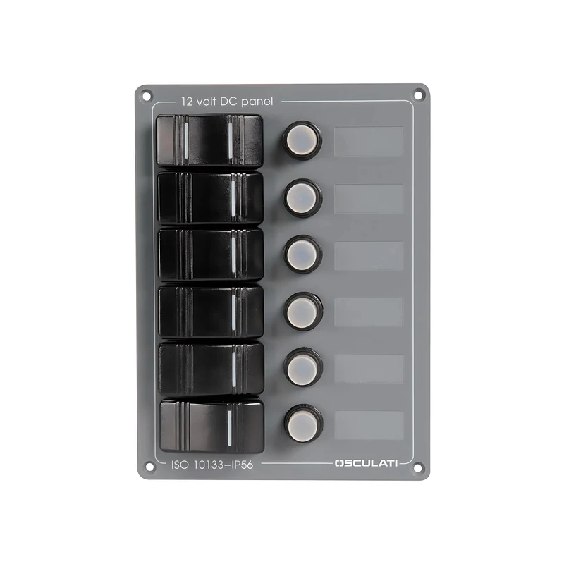 Pannello Elettrico Verticale 6 Interruttori – Policarbonato Grigio IP56