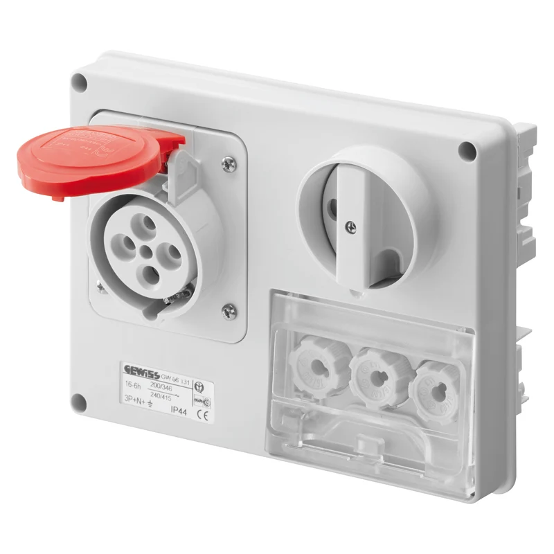 GEWISS GW66130 - Presa Interbl. Gewiss 3P+T 16A 400V 6H IP44 Portafusibili
