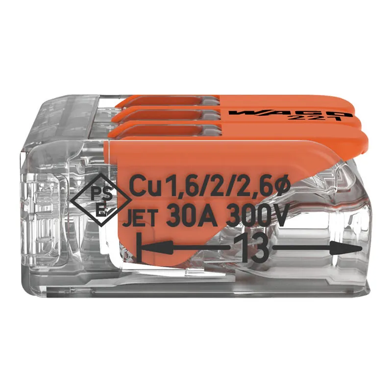 WAGO 221-613 - Morsetto di giunzione COMPACT per tutti i tipi di conduttore max. 6 mm - 3 conduttori