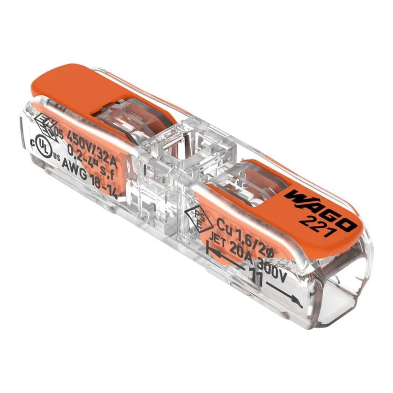 WAGO 221-2411 - Morsetto di giunzione COMPACT per tutti i tipi di conduttore max. 4 mm - 2 conduttori