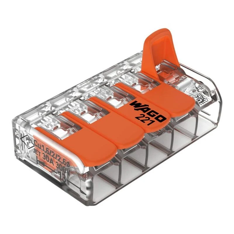 WAGO 221-615 - Morsetto di giunzione COMPACT per tutti i tipi di conduttore max. 6 mm - 5 conduttori