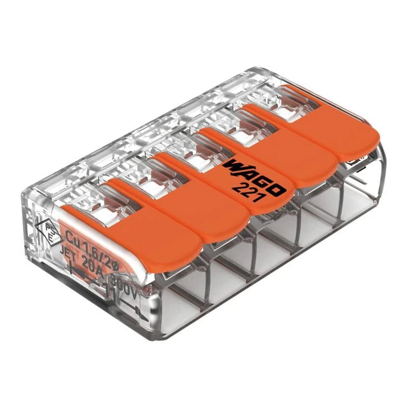 WAGO 221-415 - Morsetto di giunzione COMPACT per tutti i tipi di conduttore max. 4 mm - 5 conduttori
