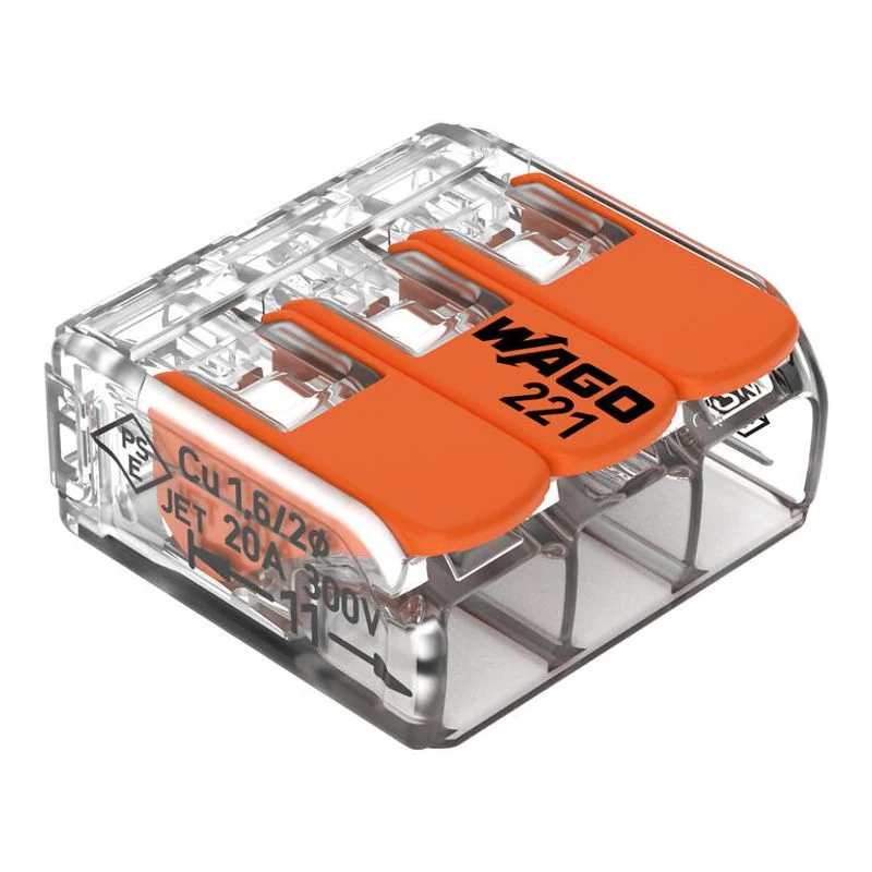WAGO 221-413 - Morsetto di giunzione COMPACT per tutti i tipi di conduttore max. 4 mm - 3 conduttori