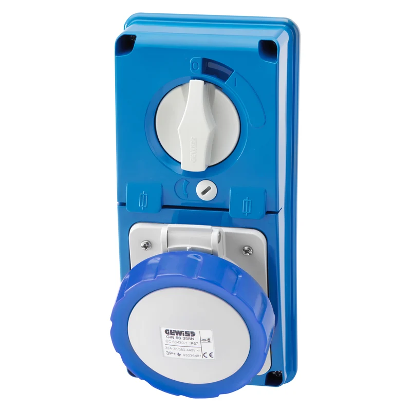 GEWISS GW66326N - Presa Interbloccata Verticale 2P+T 16A 250V 6H IP67 Fusibili