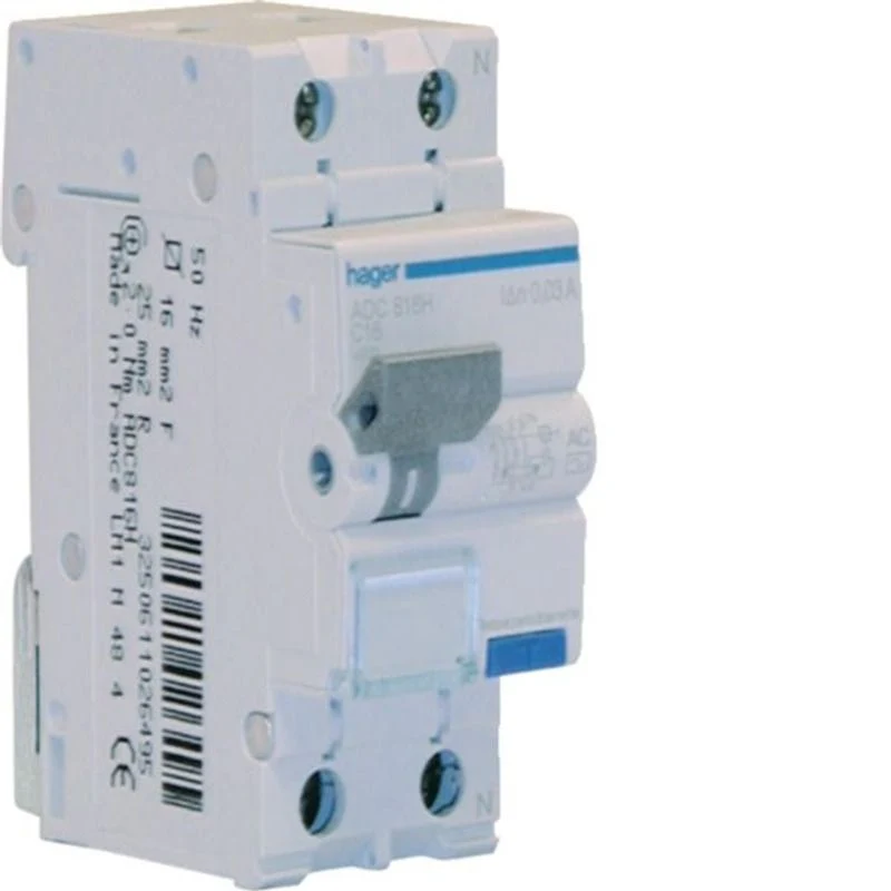 HAGER ADC816H - Interruttore Magnetotermico Differenziale 1P+N Tipo AC C16 30mA 4500A