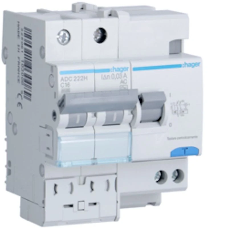 HAGER ADC222H - Interruttore Magnetotermico Differenziale 2P Tipo AC C16 30mA 4500A