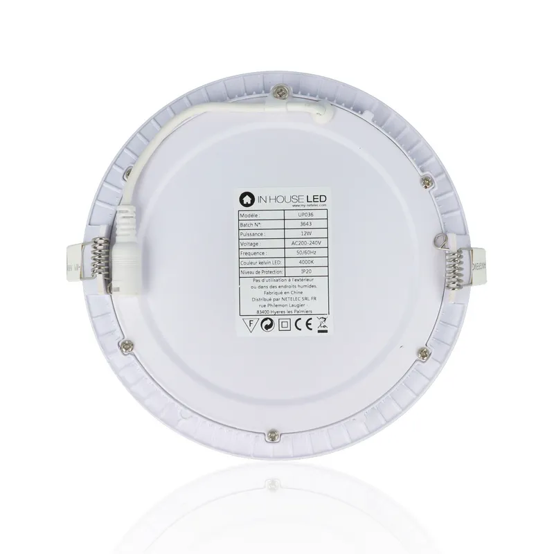 Faretto LED rotondo da incasso ultrasottile diam.170mm, 12W, 220Vac, Luce Naturale - Bianco