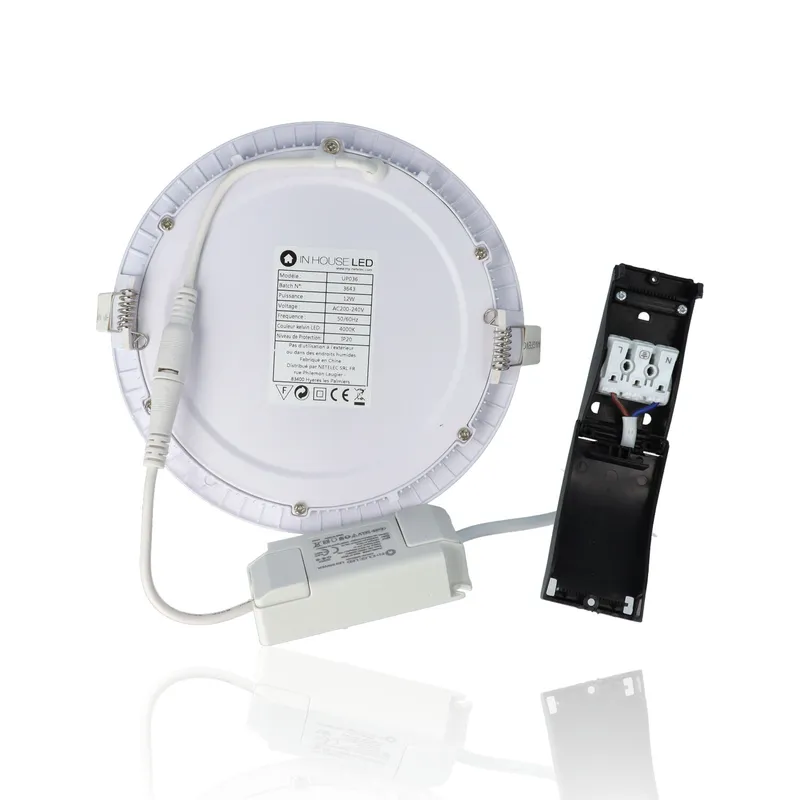 Faretto LED rotondo da incasso ultrasottile diam.170mm, 12W, 220Vac, Luce Naturale - Bianco