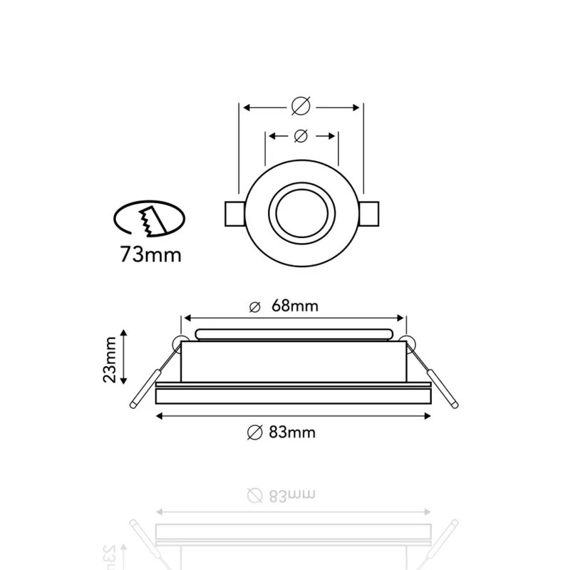 Porta faretto rotondo da incasso orientabile diam.83mm, GU10, Bianco
