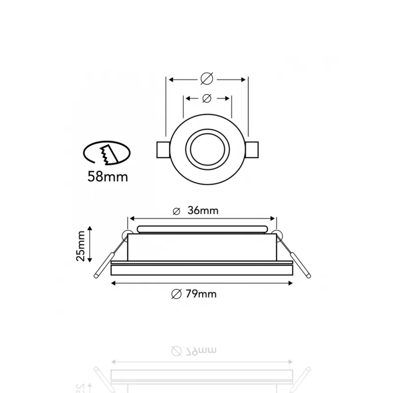 Porta faretto rotondo da incasso diam.79mm, GU10, Bianco (Gamma Lusso)