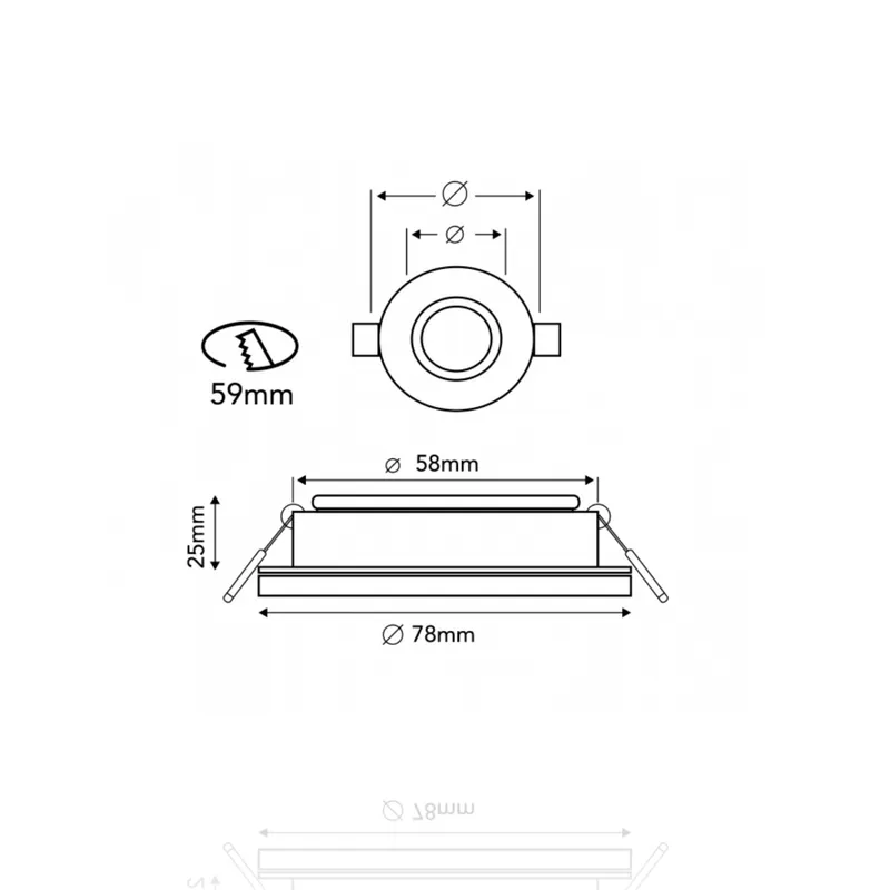 Porta faretto rotondo da incasso diam.78mm, GU10, Bianco
