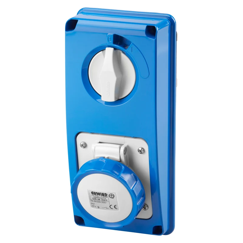GEWISS GW66304N - Presa fissa interbloccata verticale, IP67 S.F.2P+T 16A 230V 6H SBF