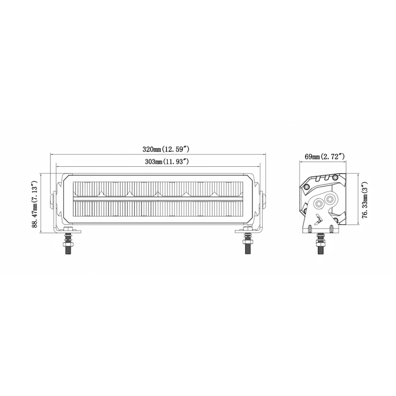 12" LED Light Bar with White DRL Strip