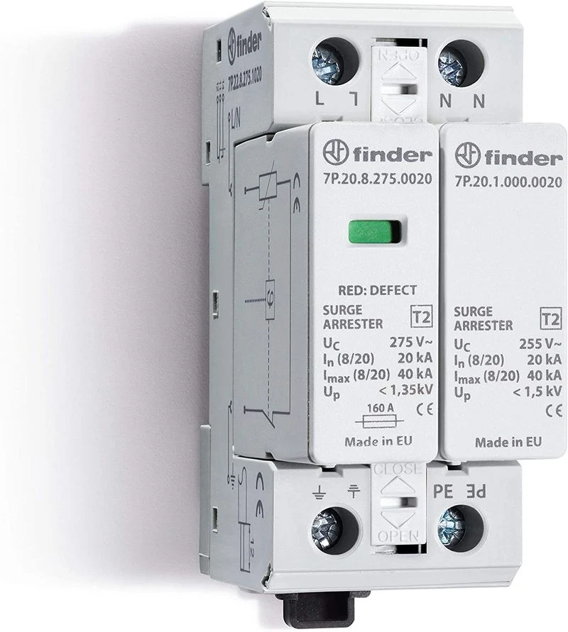 FINDER 7P2282750020 - Scaricatore Di Sovratensione (SPD) Tipo 2 Ac Monofase - Dc Trifase