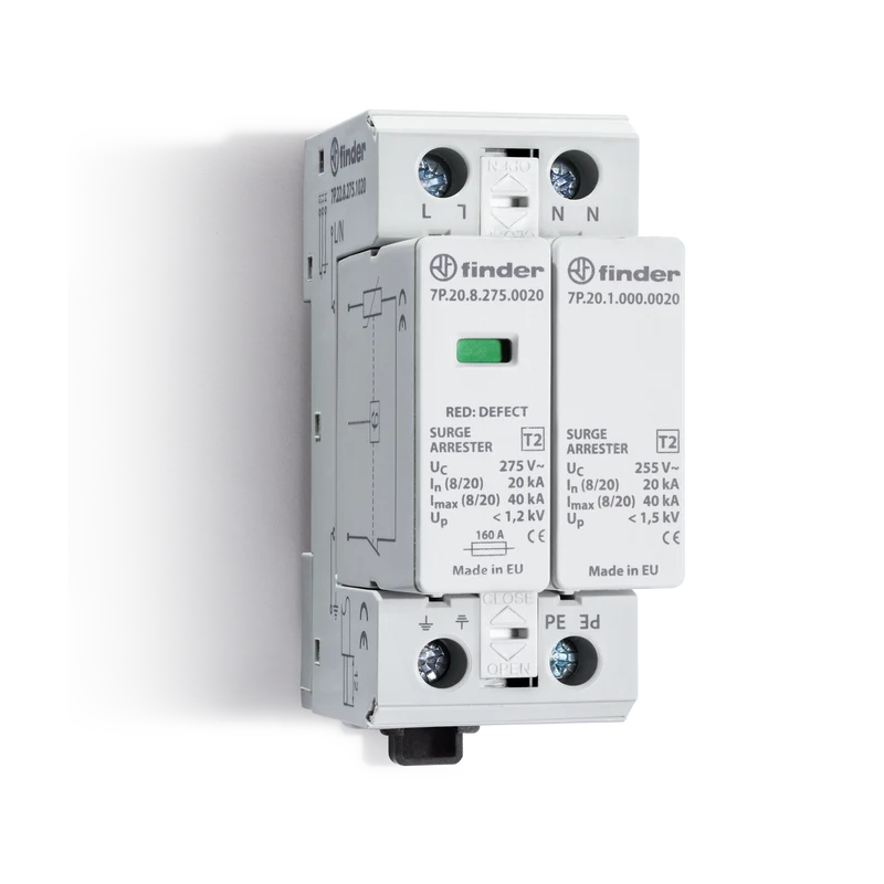 FINDER 7P2282750020 - Scaricatore Di Sovratensione (SPD) Tipo 2 Ac Monofase - Dc Trifase