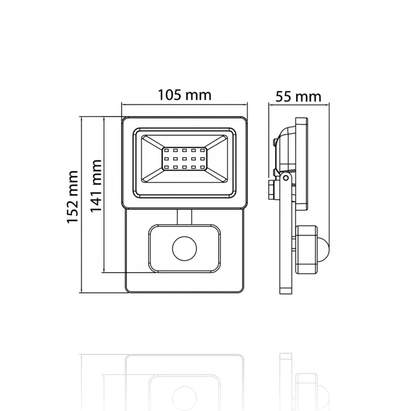 Proiettore LED con rilevatore di presenza, 10W, 220Vac, Luce Naturale, Bianco