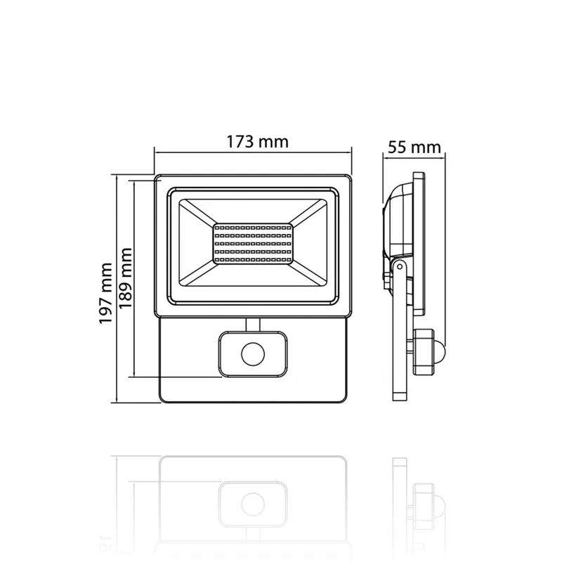 Proiettore LED con rilevatore di presenza, 30W, 220Vac, Luce Naturale, Bianco