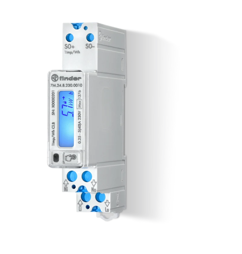 FINDER 7M2482300001 - Contatore Energia Smart Finder 7M.24 Monofase 40A KW LCD