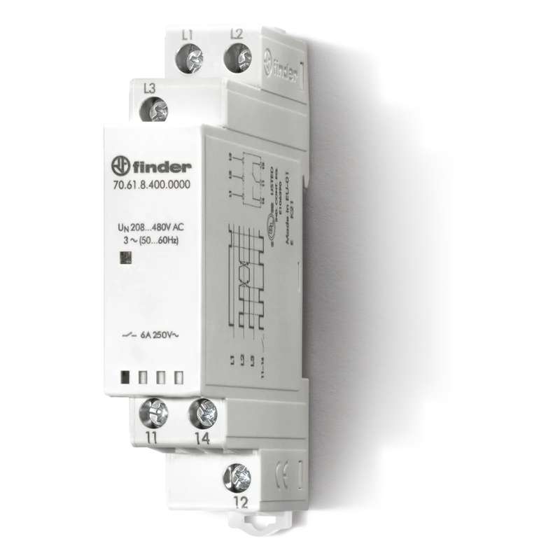 FINDER 706184000000 - Rele Controllo Tensione Trifase Finder 70.61 SPDT 208-480V