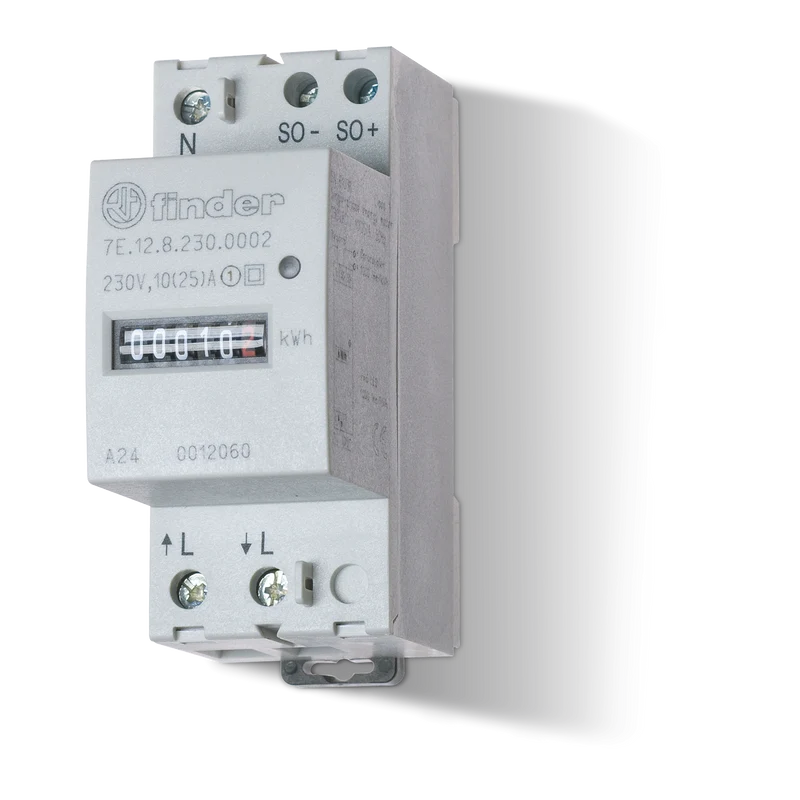FINDER 7E1282300002 - Contatore Energia Finder Monofase 25A Display Meccanico DIN