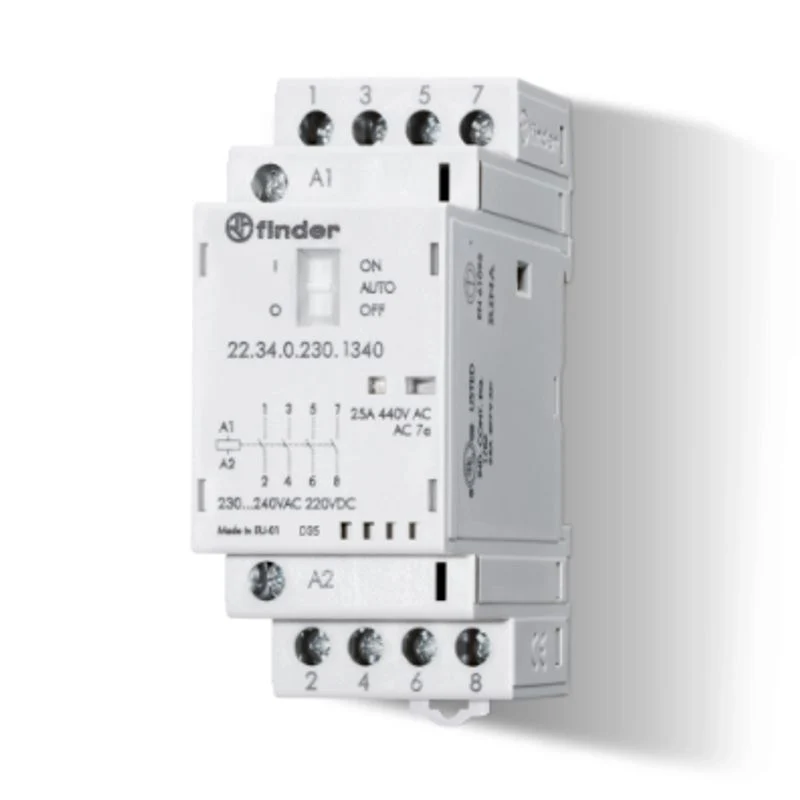 FINDER 223400244320 - Contattore Modulare Finder 25A 4NO Bobina 24V AC/DC LED
