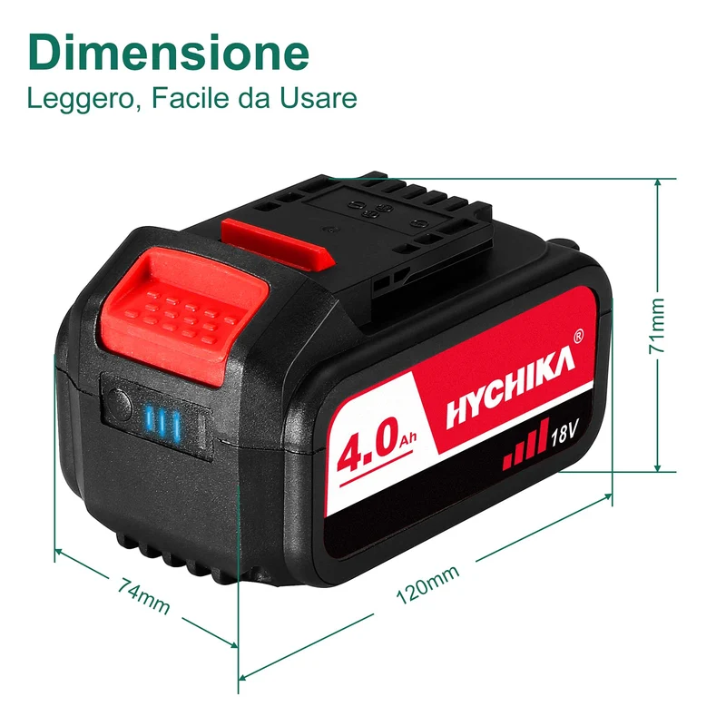 HYCHIKA 18V Batteria Ricaricabile, 4.0Ah Batteria di Ricambio, per HYCHIKA 18V Sega a Gattuccio