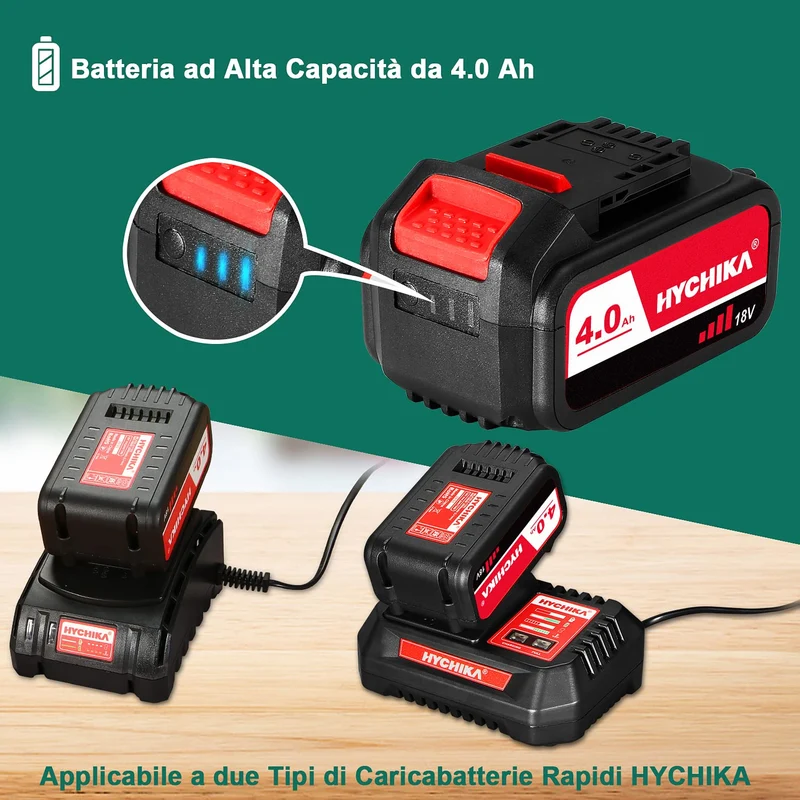 HYCHIKA 18V Batteria Ricaricabile, 4.0Ah Batteria di Ricambio, per HYCHIKA 18V Sega a Gattuccio