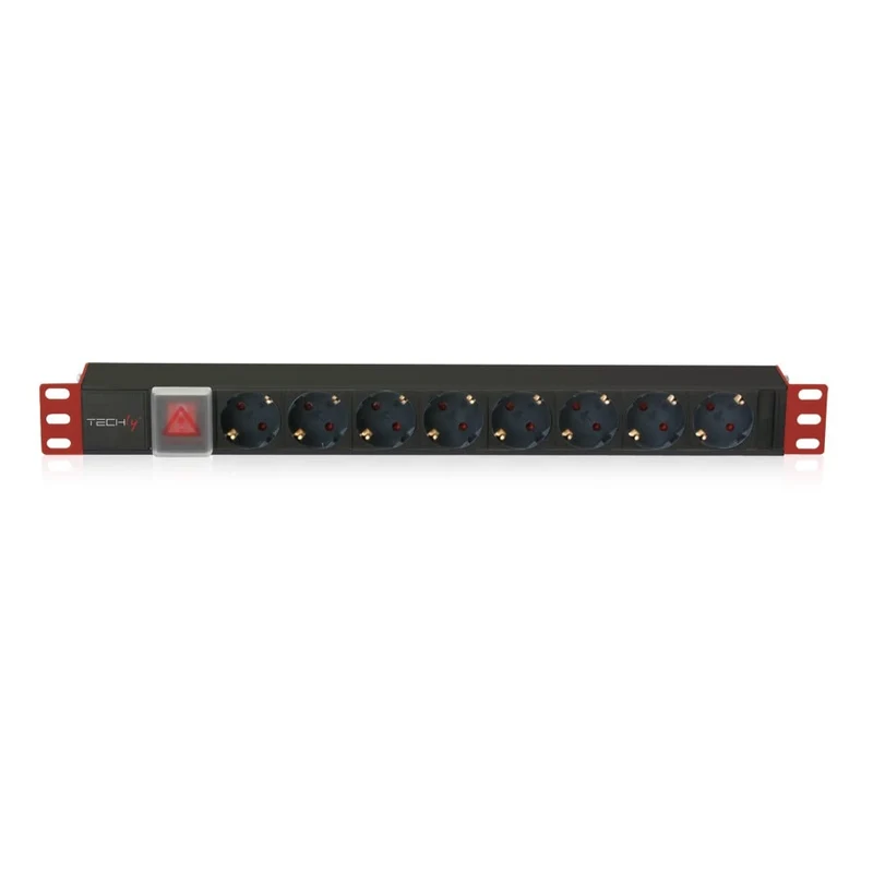 Multipresa 8 Posti da Rack 19" con Interruttore Spina Schuko Angolata 1U