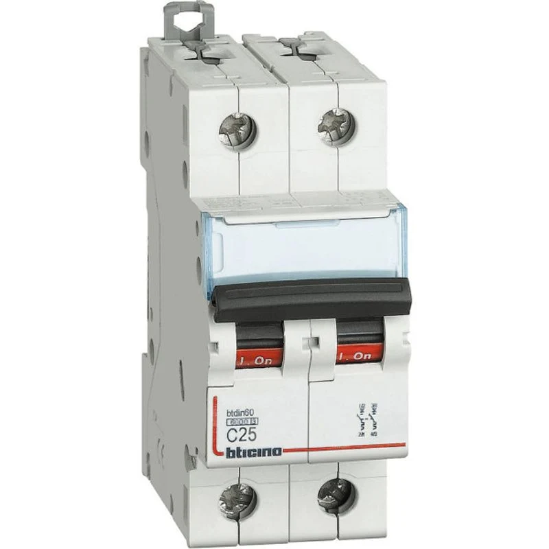 BTICINO FN82C25 - Magnetotermico 2P curva C - In= 25A - Icn= 6kA - Vn= 400 Vac - 2 moduli