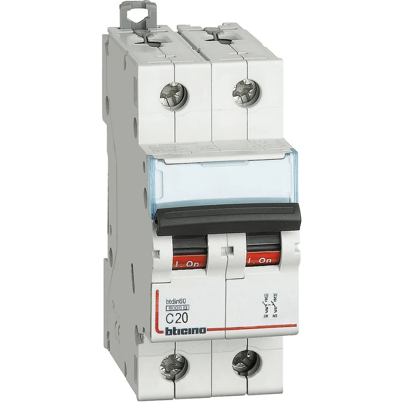 BTICINO FN82C20 - Magnetotermico 2P curva C - In= 20A - Icn= 6kA - Vn= 400 Vac - 2 moduli