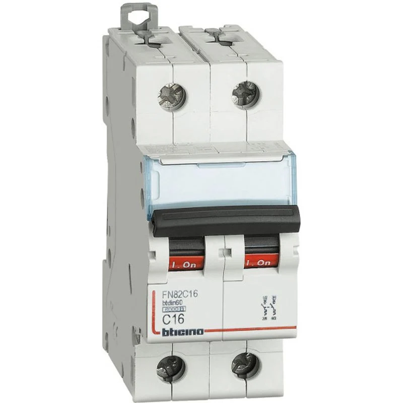 BTICINO FN82C16 - Magnetotermico 2P curva C - In= 16A - Icn= 6kA - Vn= 400 Vac - 2 moduli
