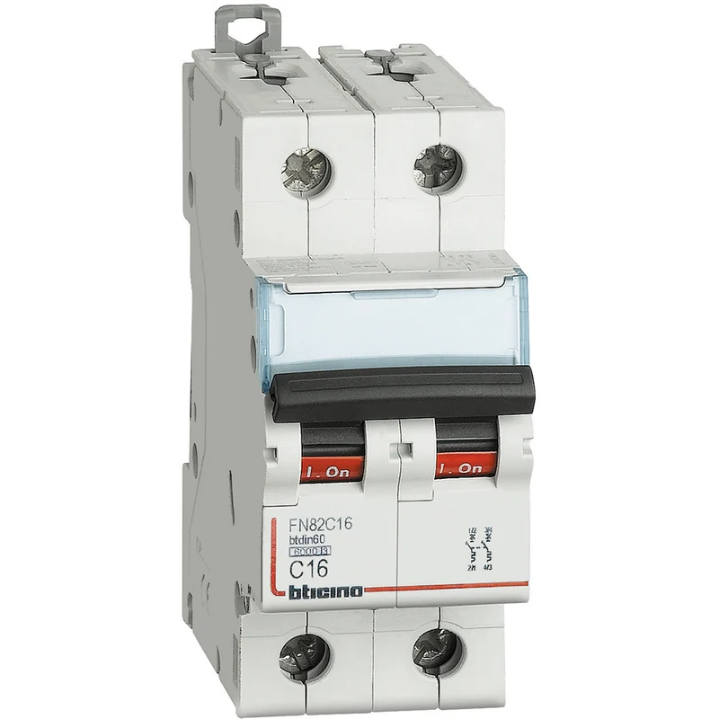 BTICINO FN82C16 - Magnetotermico 2P curva C - In= 16A - Icn= 6kA - Vn= 400 Vac - 2 moduli