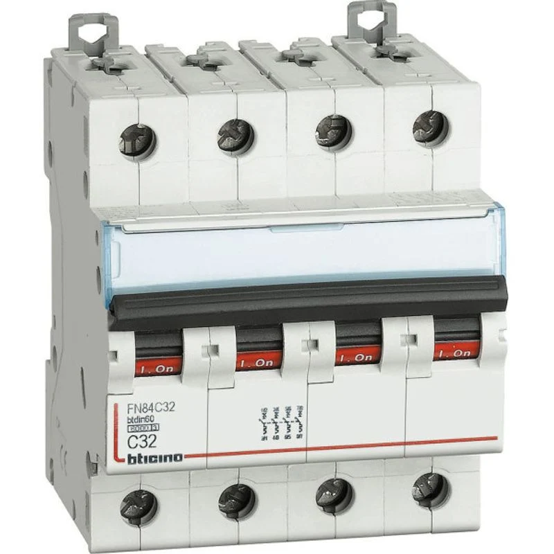 BTICINO FN84C32 - Magnetotermico 4P curva C - In= 32A - Icn= 6kA - Vn= 400 Vac - 4 moduli
